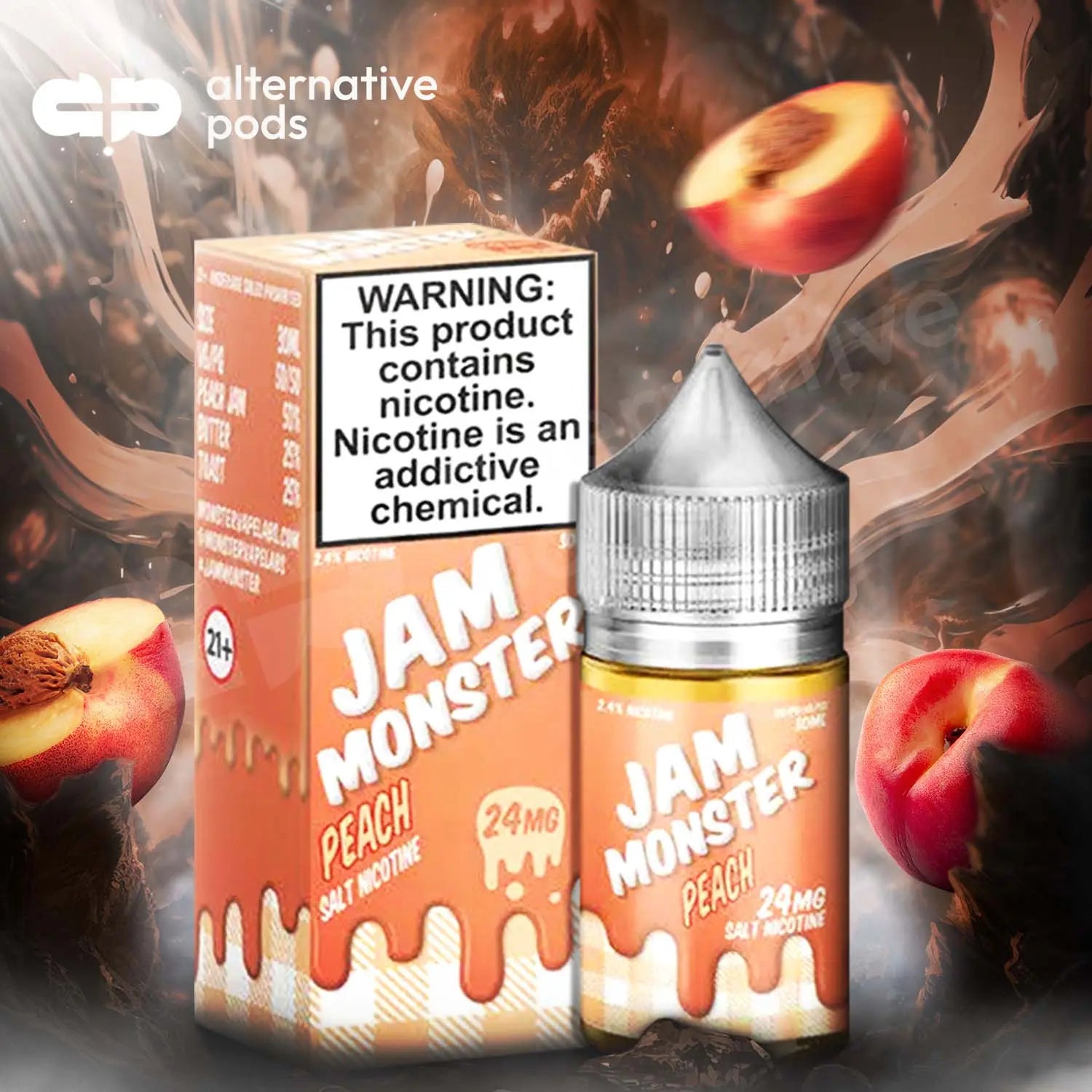 Jam Monster Salts Nicotine Salt E-Liquid 30ML - Peach 