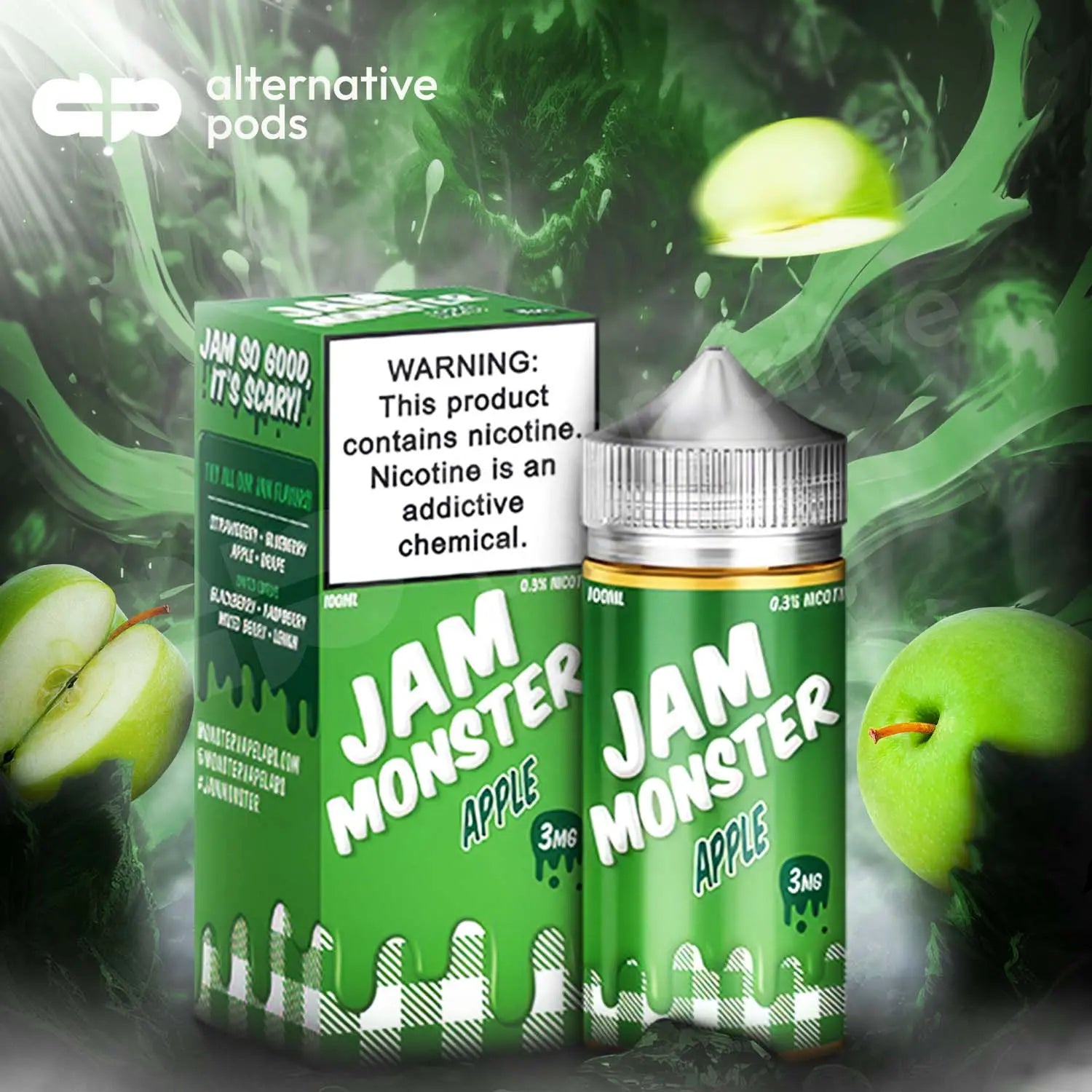 Jam Monster Synthetic Nicotine E-Liquid 100ML - Apple 