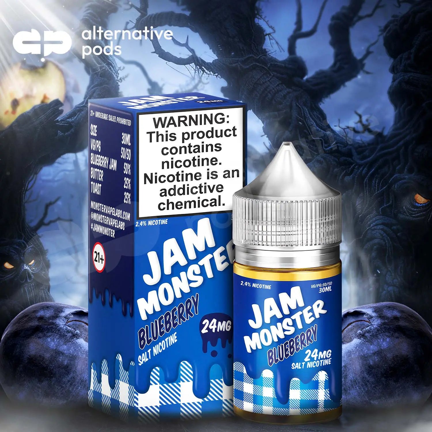 Jam Monster Synthetic Nicotine Salt E-Liquid 30ML - Blueberry 