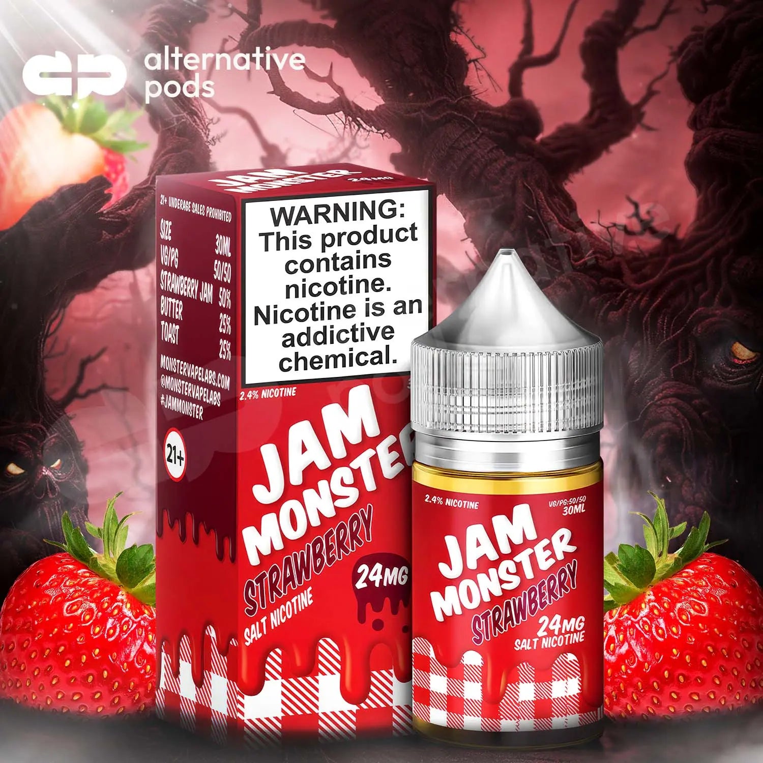 Jam Monster Synthetic Nicotine Salt E-Liquid 30ML - Strawberry 