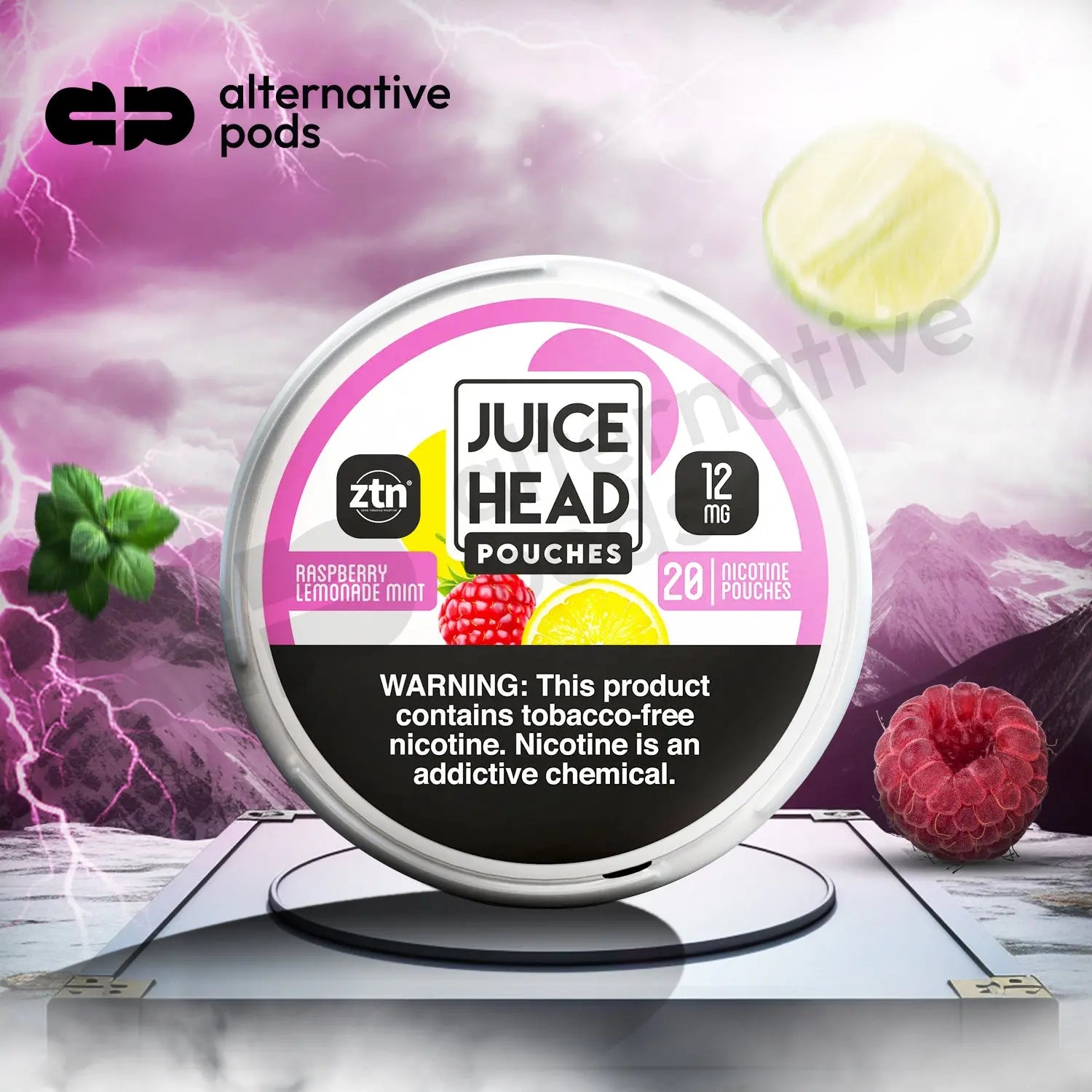 Juice Head Nicotine Pouches 20ct - Raspberry Lemonade Mint 