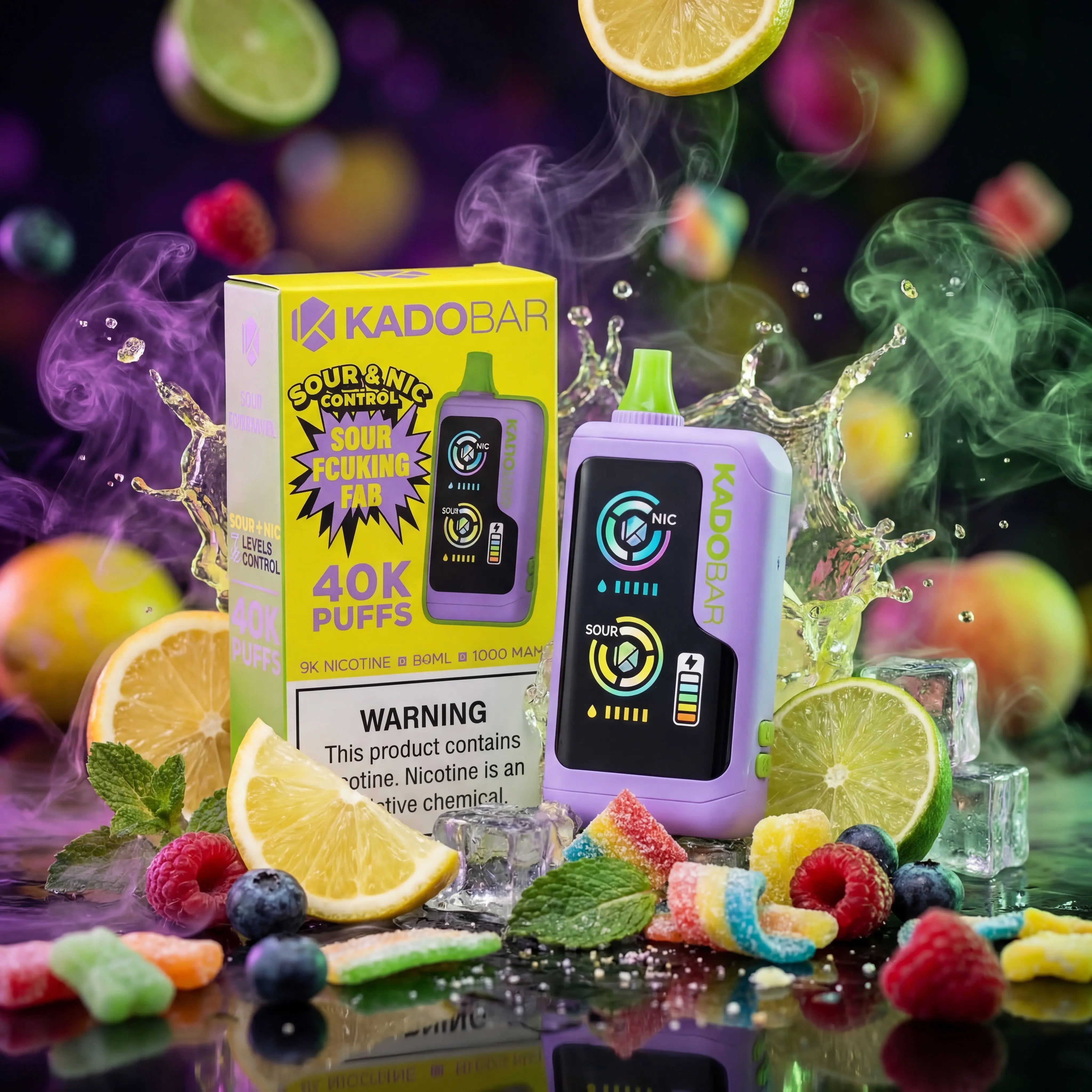 Kado Bar Sour + Nic Control 5% 40K Disposable Vape Kado Bar Sour + Nic Control 5% 40K Disposable Vape