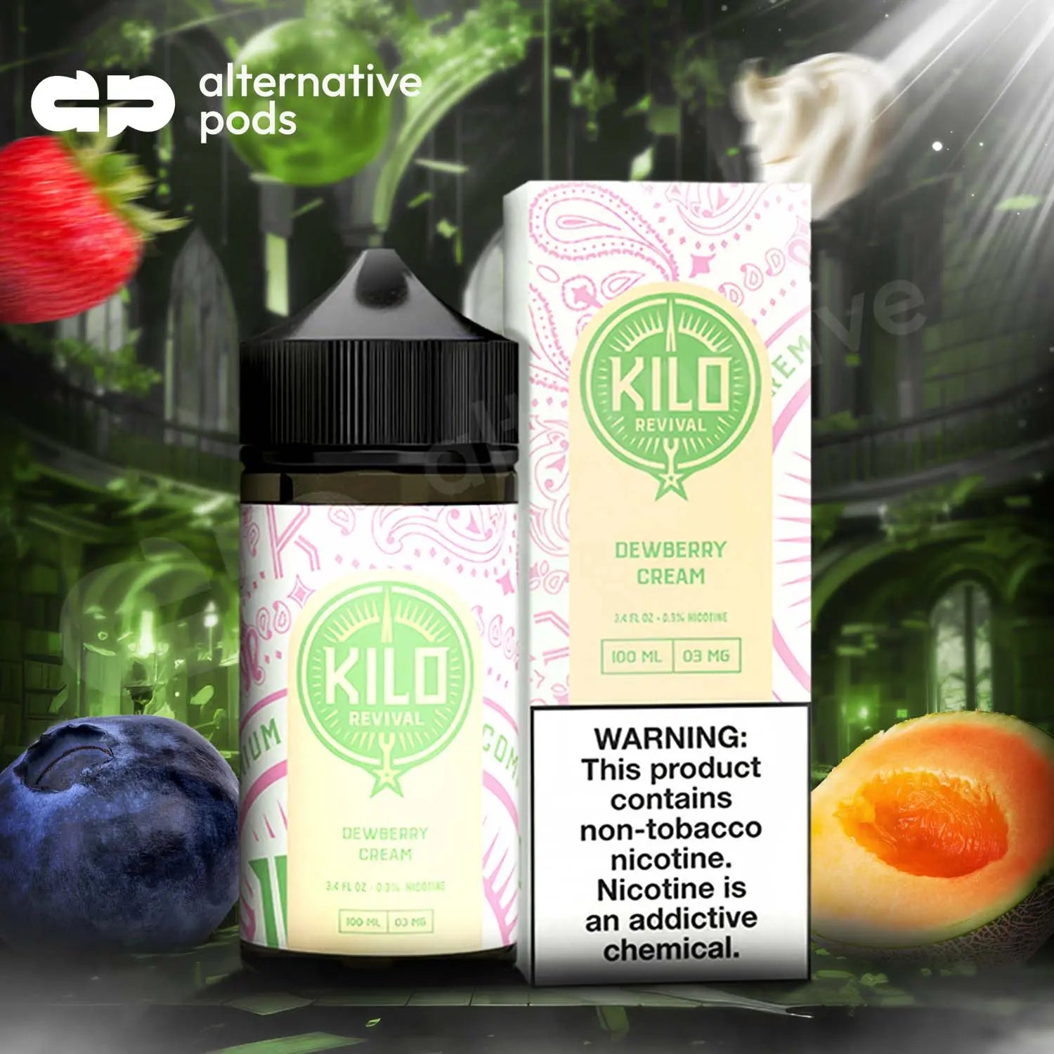 KILO Revival Synthetic Nicotine E-Liquid 100ML - Dewberry Cream 