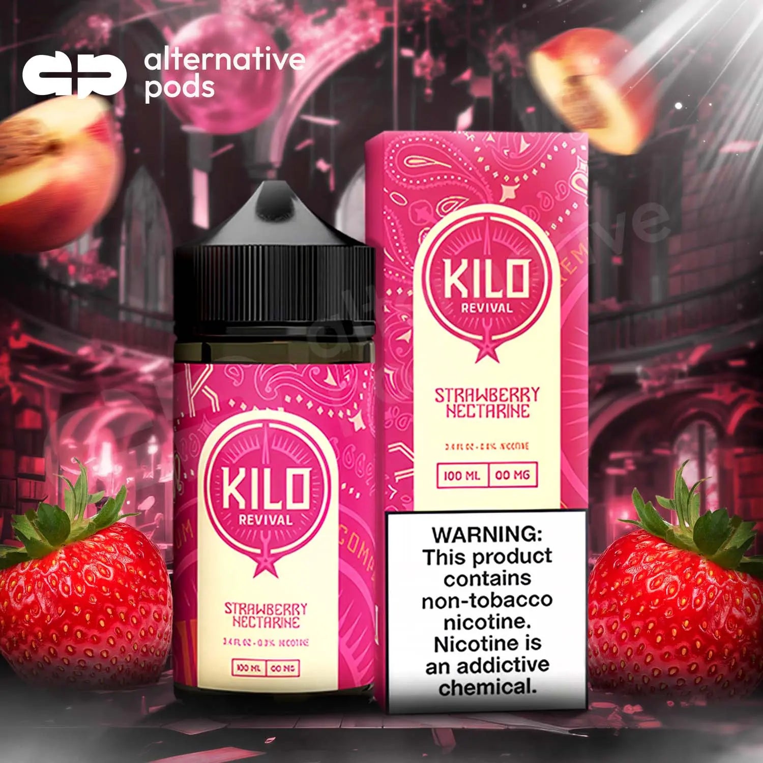 KILO Revival Synthetic Nicotine E-Liquid 100ML - Strawberry Nectarine 