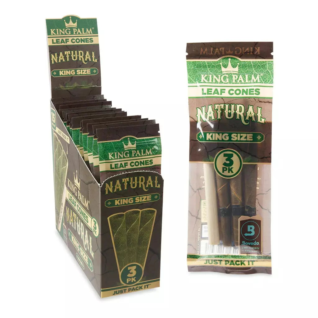 King Palm Natural 3pk Pre-Rolled Palm Cones - King Size 109mm