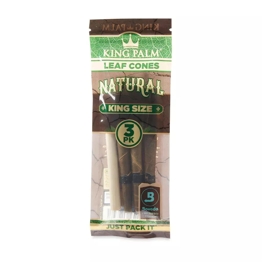 King Palm Natural 3pk Pre-Rolled Palm Cones - King Size 109mm 