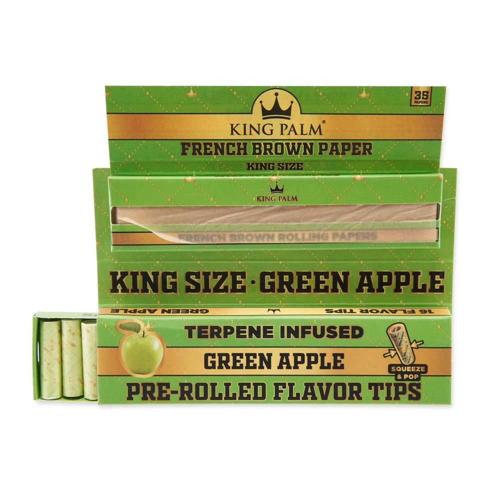 King Palm French Brown Papers w/ Flavored Tips – King Size Green Apple