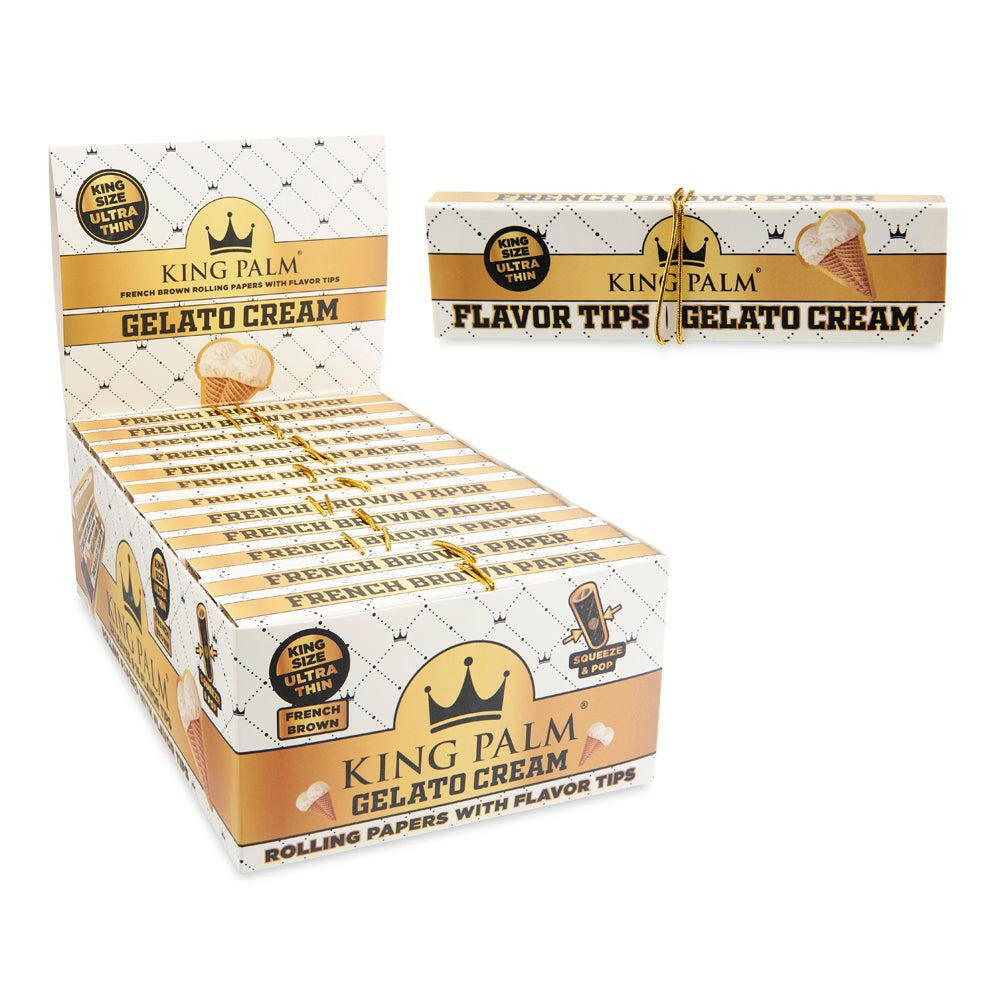 King Palm French Brown Papers w/ Flavored Tips – King Size Gelato Cream 