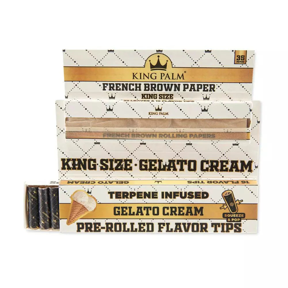 King Palm French Brown Papers w/ Flavored Tips – King Size Gelato Cream