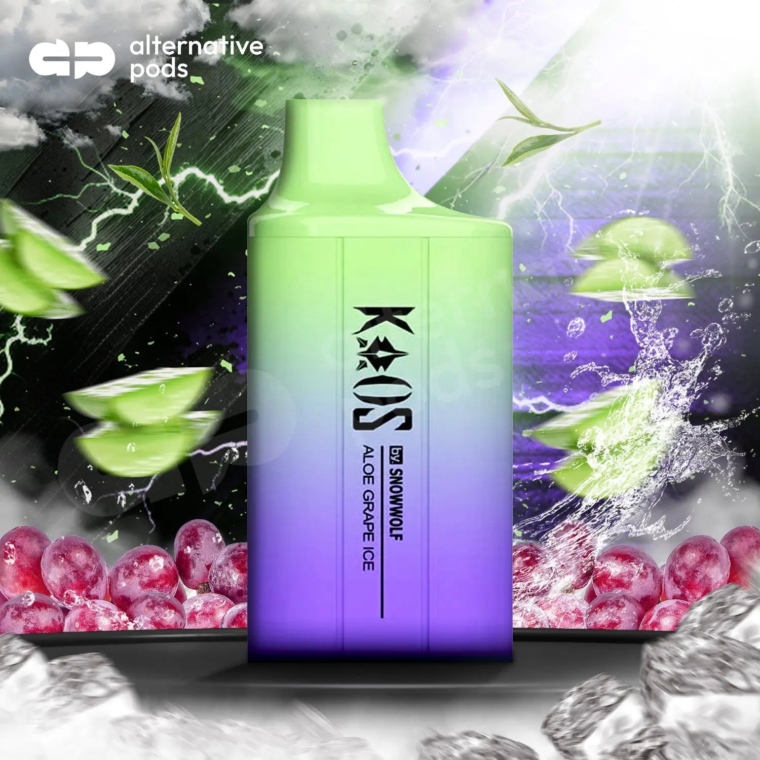 Kaos by SnowWolf 6000 Puffs Disposable Vape - Aloe Grape Ice 