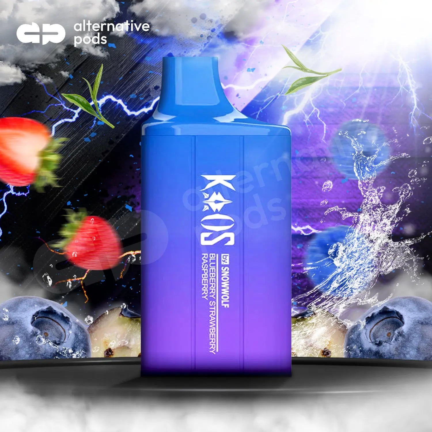 Kaos by SnowWolf 6000 Puffs Disposable Vape - Blueberry Strawberry Raspberry 
