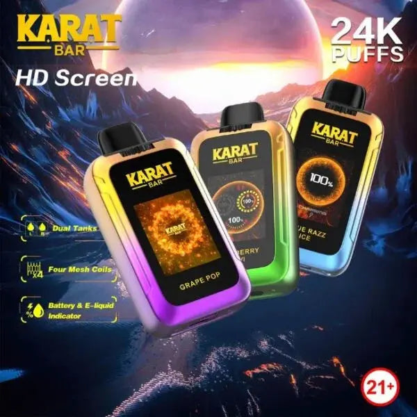 Karat Bar 24K Disposable Vape 5% | 24,000 Puffs & HD Screen Karat Bar 24K Disposable Vape 5% | 24,000 Puffs & HD Screen