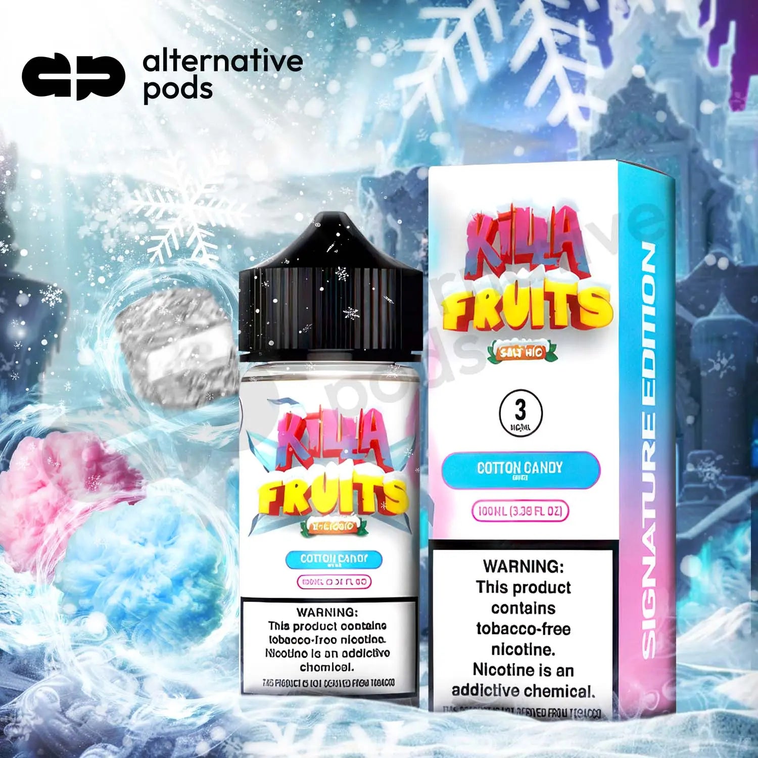 Killa Fruits On Ice Tobacco Free E-Liquid 100ML - Cotton Candy 