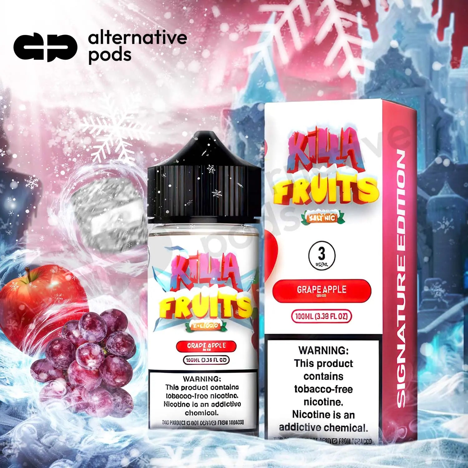 Killa Fruits On Ice Tobacco Free E-Liquid 100ML - Grape Apple 