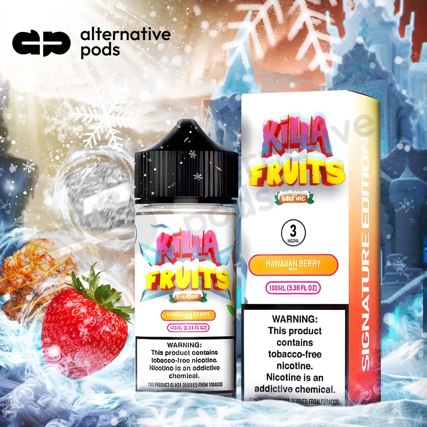 Killa Fruits On Ice Tobacco Free E-Liquid 100ML - Hawaiian Berry 