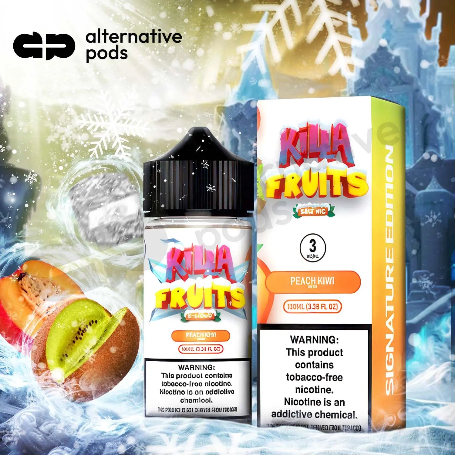 Killa Fruits On Ice Tobacco Free E-Liquid 100ML - Peach Kiwi 