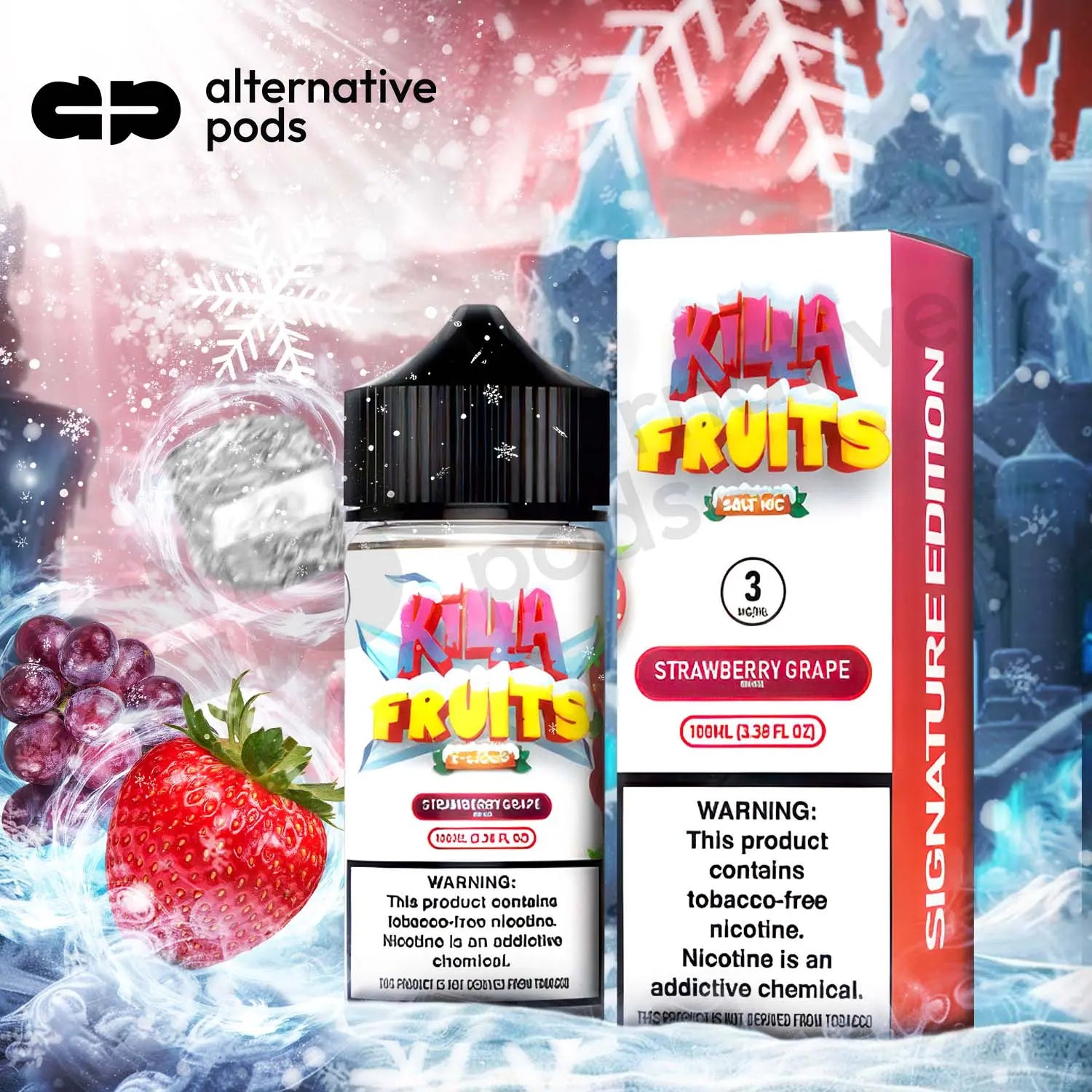 Killa Fruits On Ice Tobacco Free E-Liquid 100ML - Strawberry Grape 