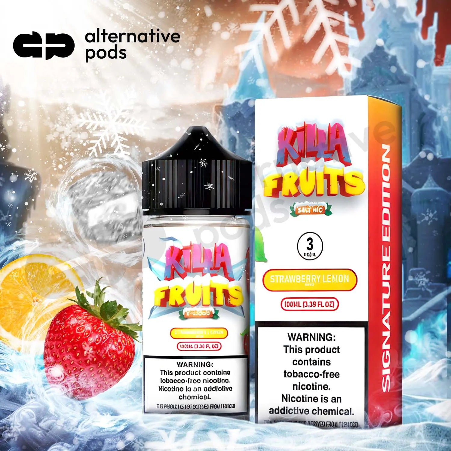 Killa Fruits On Ice Tobacco Free E-Liquid 100ML - Strawberry Lemon 