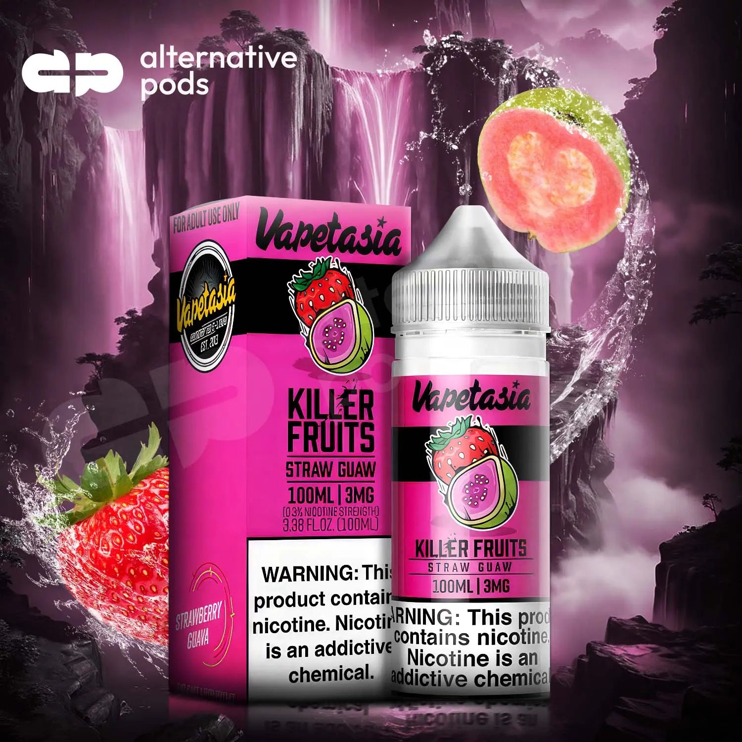 Killer Fruits By Vapetasia Synthetic Nicotine E-Liquid 100ML - Straw Guaw 