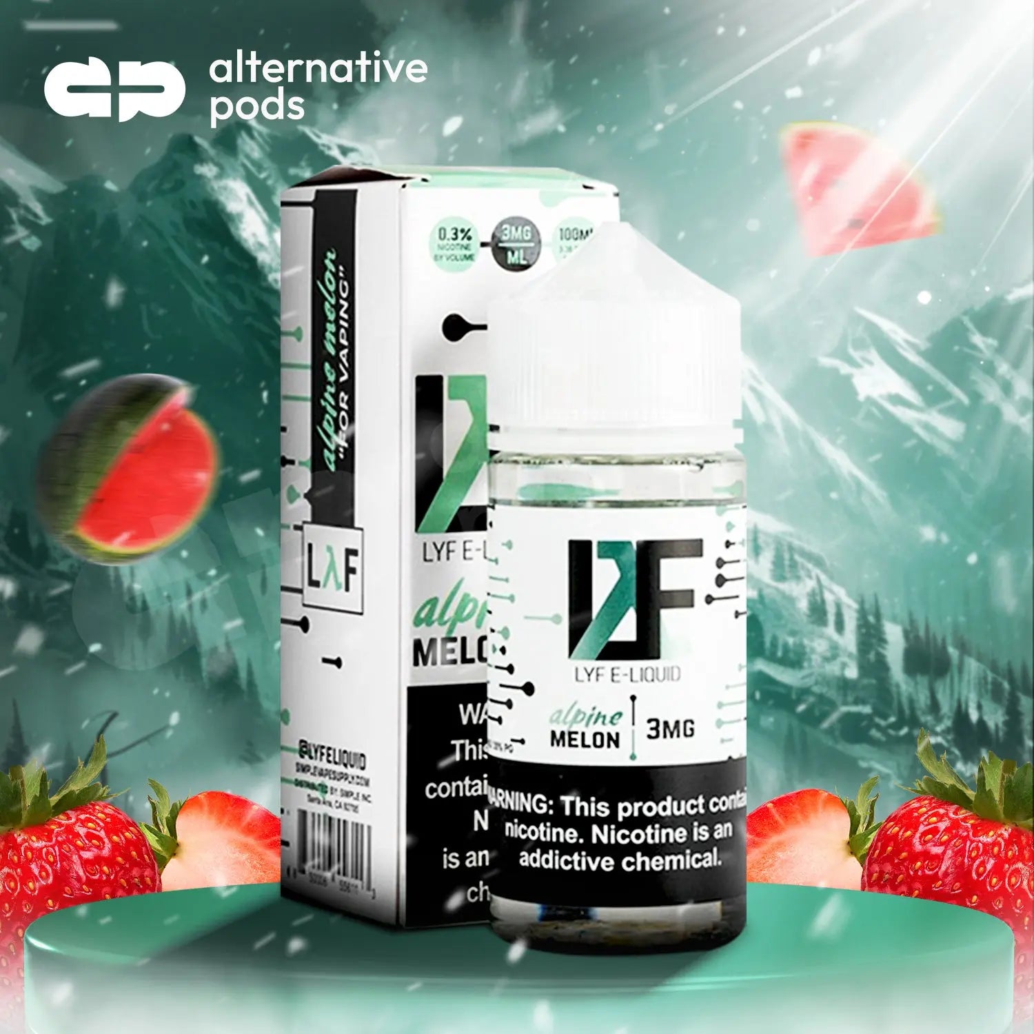 LYF Synthetic Nicotine E-Liquid 100ML LYF Salts - Alpine Melon 