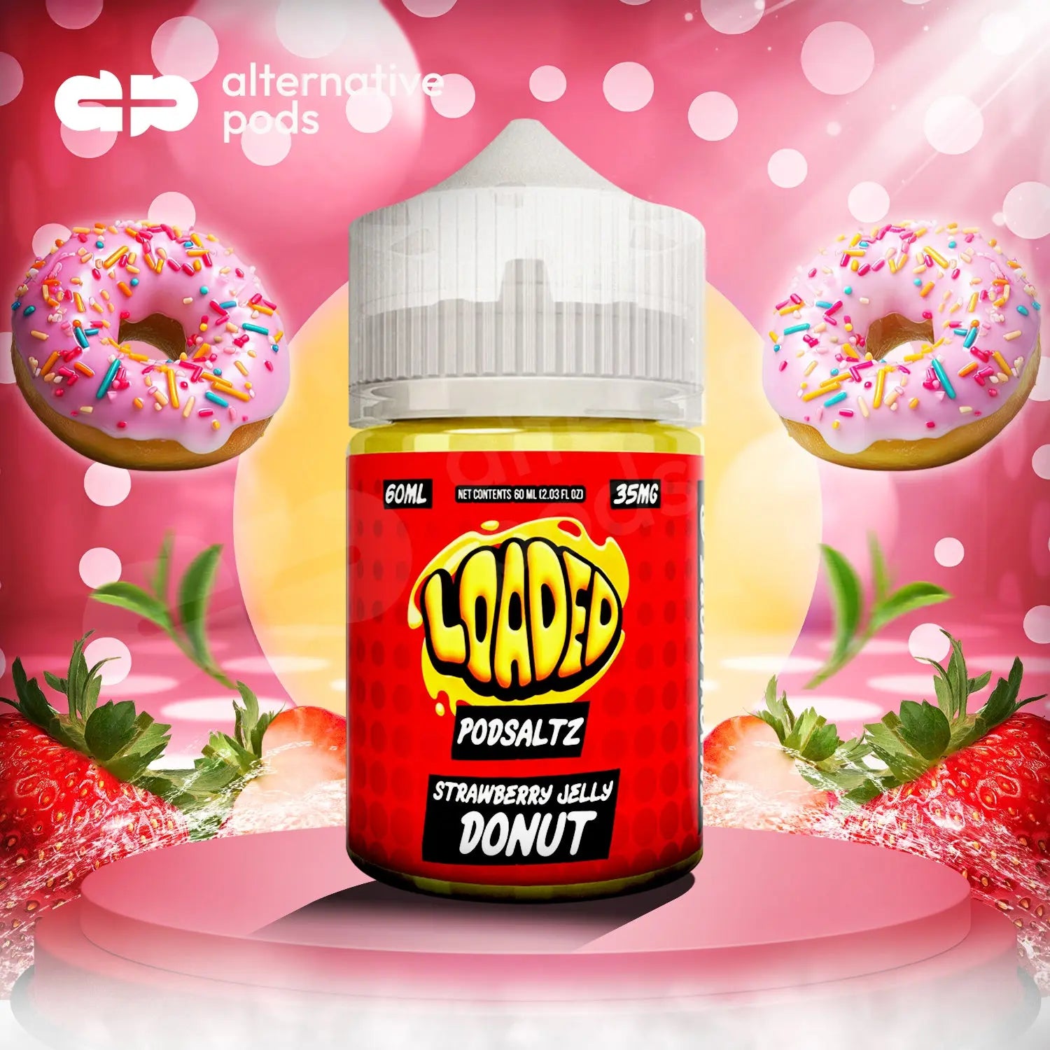 Loaded Podsaltz Nicotine E-Liquid By Ruthless 60ML - Strawberry Jelly Donut 