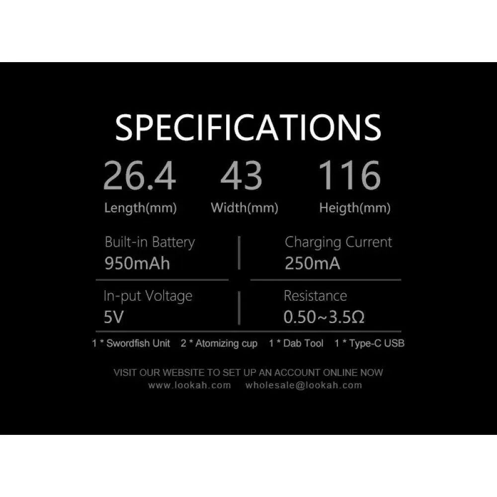 Lookah - Swordfish 950mAh Vaporizer Kit - Alternative pods | Online Vape & Smoke Shop
