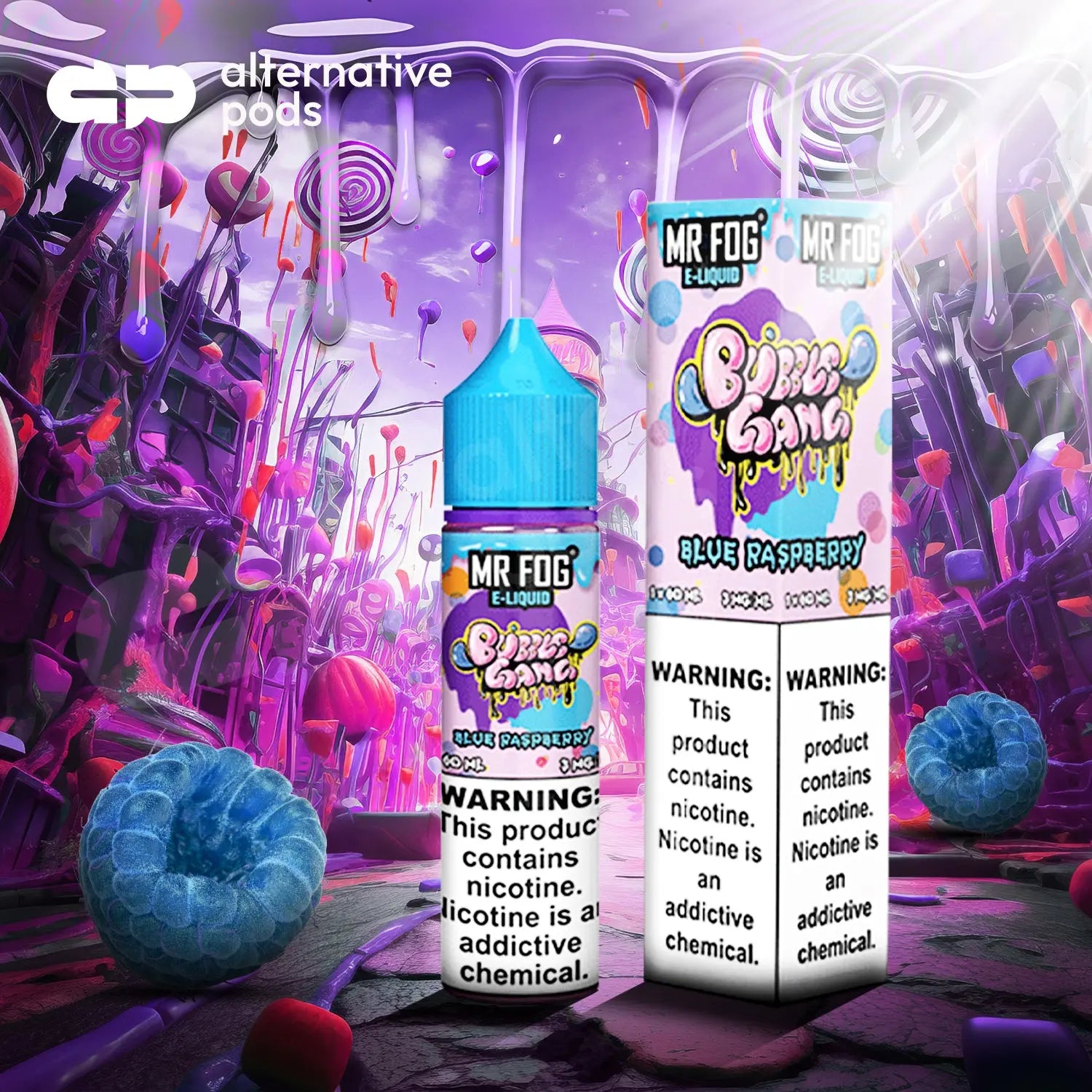 MR FOG E-LIQUID BUBBLE GANG 100ML - Blue Raspberry 