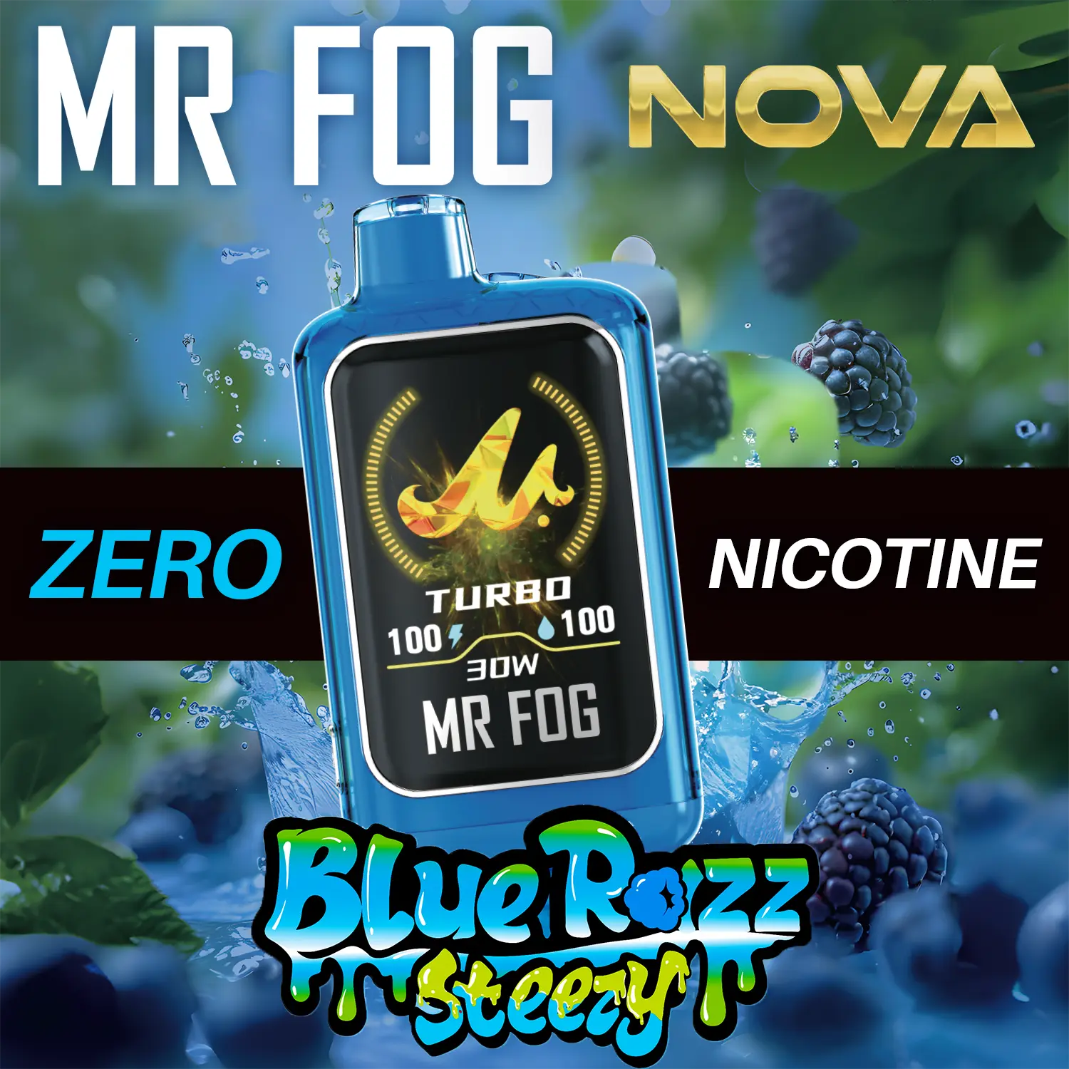 MR FOG NOVA BLUE RAZZ STEEZY SERIES ZERO NICOTINE 36K MR FOG NOVA BLUE RAZZ STEEZY SERIES ZERO NICOTINE 36K