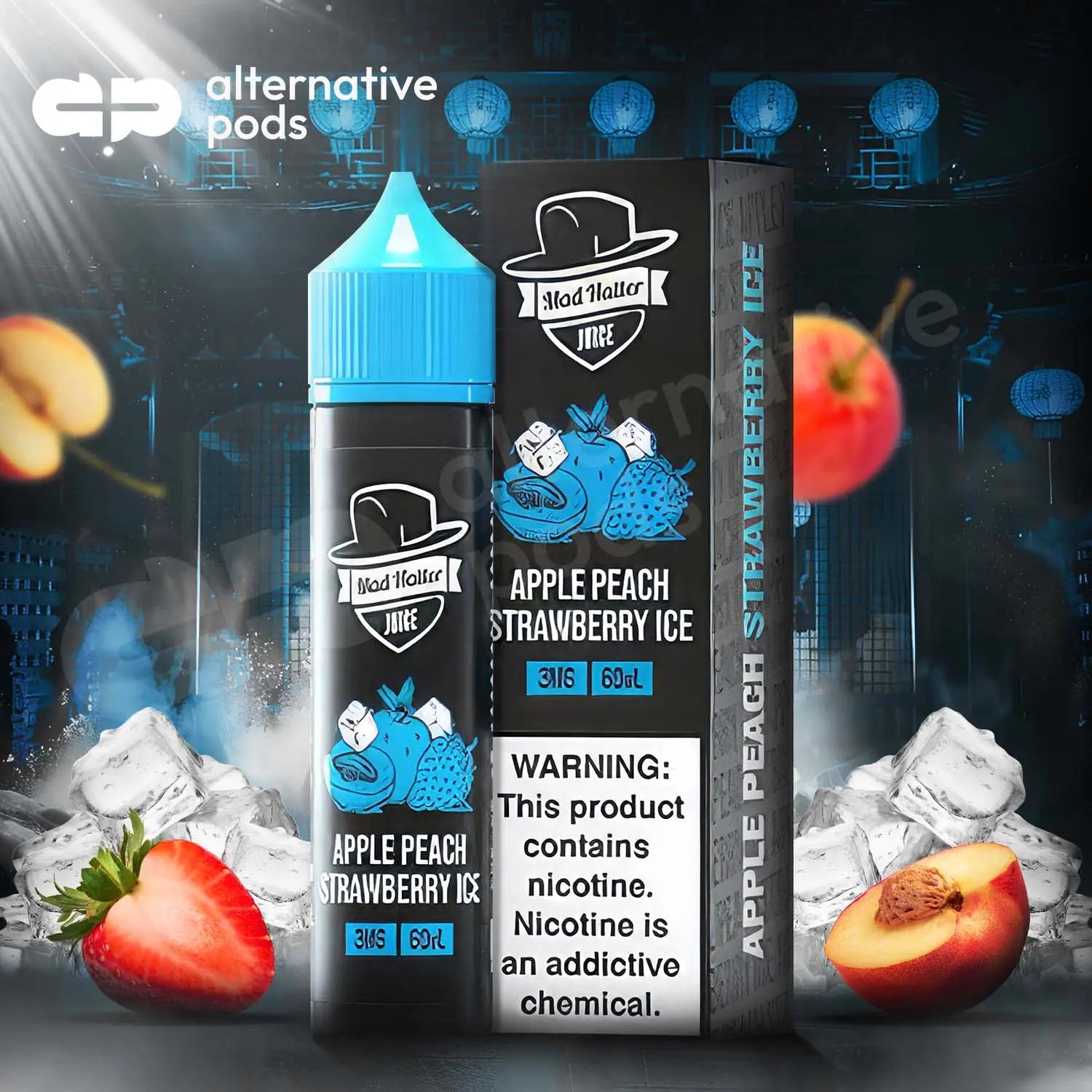 Mad Hatter Juice ICE E-Liquid 60ML - Apple Peach Strawberry Ice 