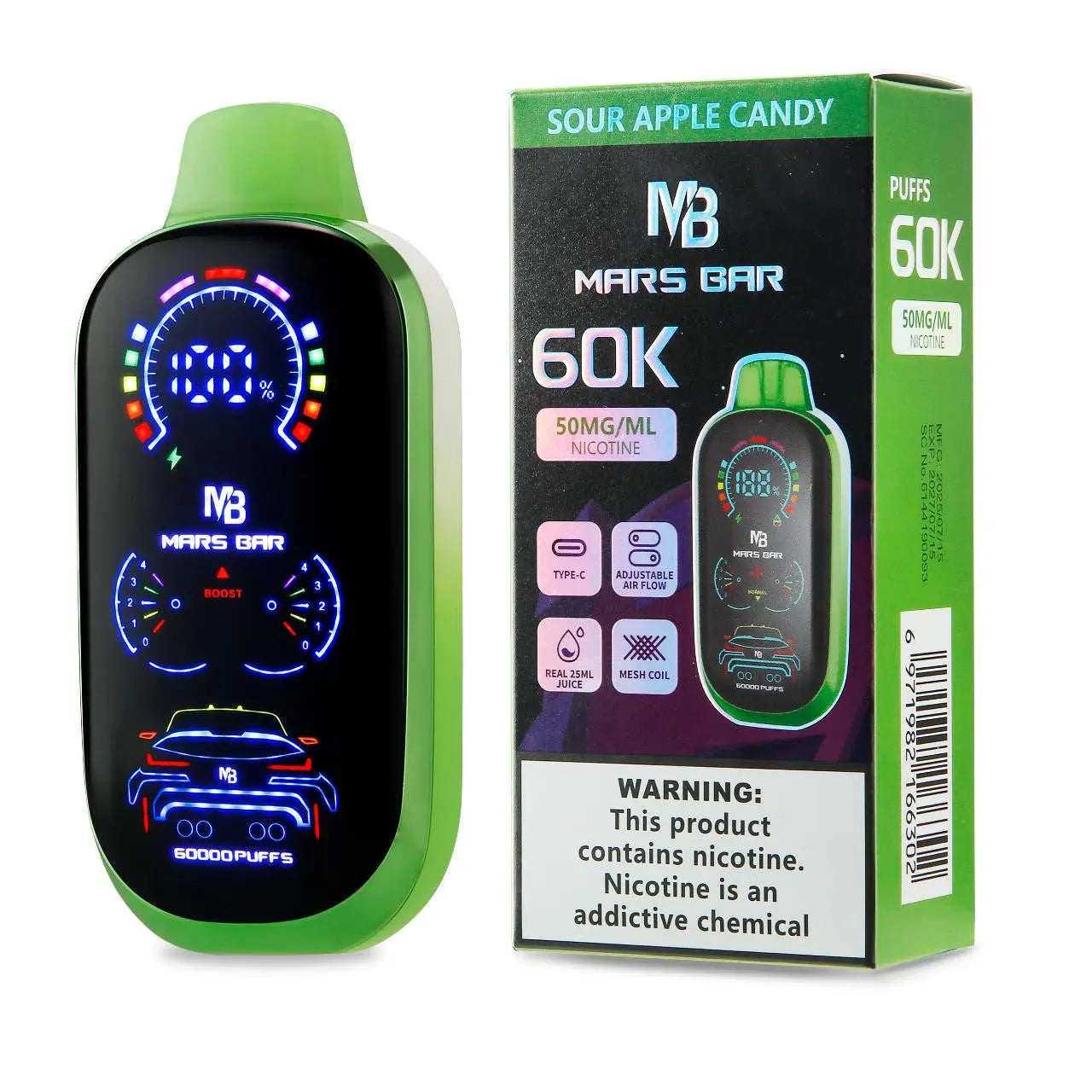 Mars Bar 60K Disposable - Sour Apple Candy 