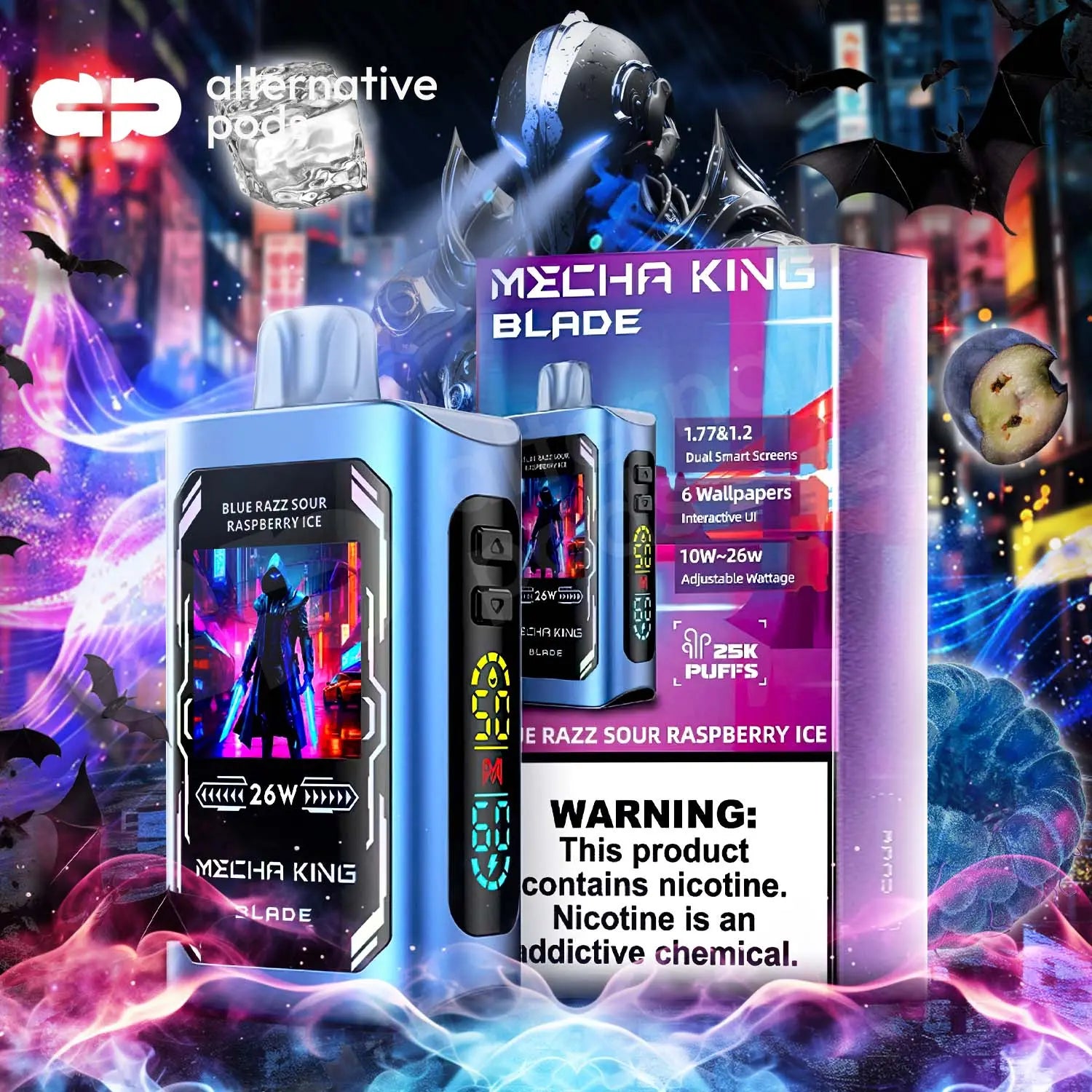 Mecha King Blade 25K Disposable Mecha King - Blue Razz Sour Raspberry Ice 