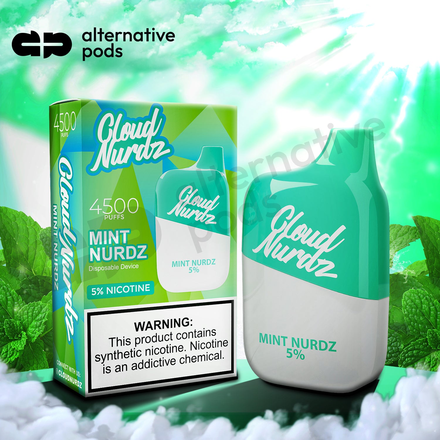 Cloud Nurdz 4500 Puffs Disposable Vape - Mint Nurdz