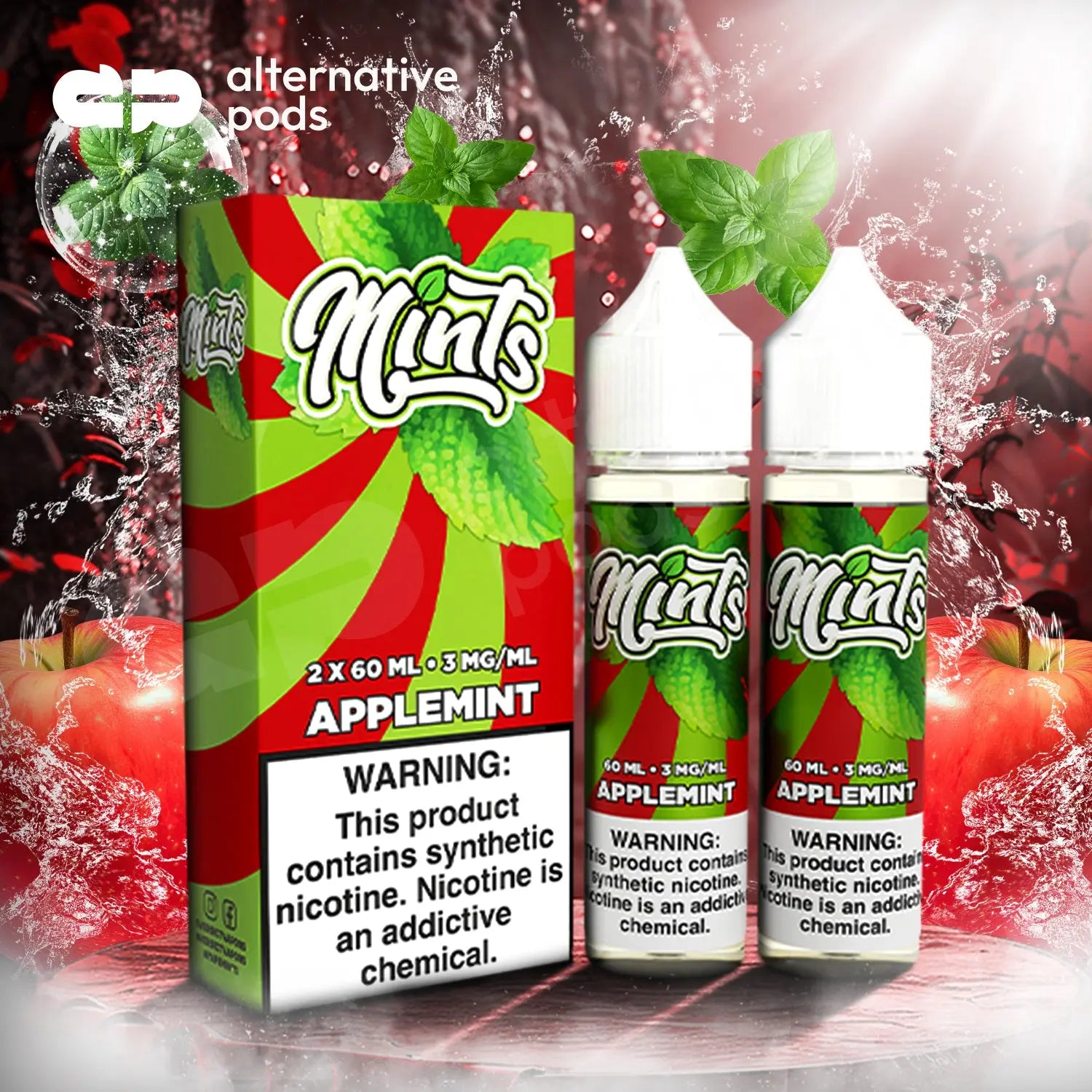 Mints Synthetic Nicotine E-Liquid By Verdict Vapors 120ML (2 x 60ML) - Applemint 