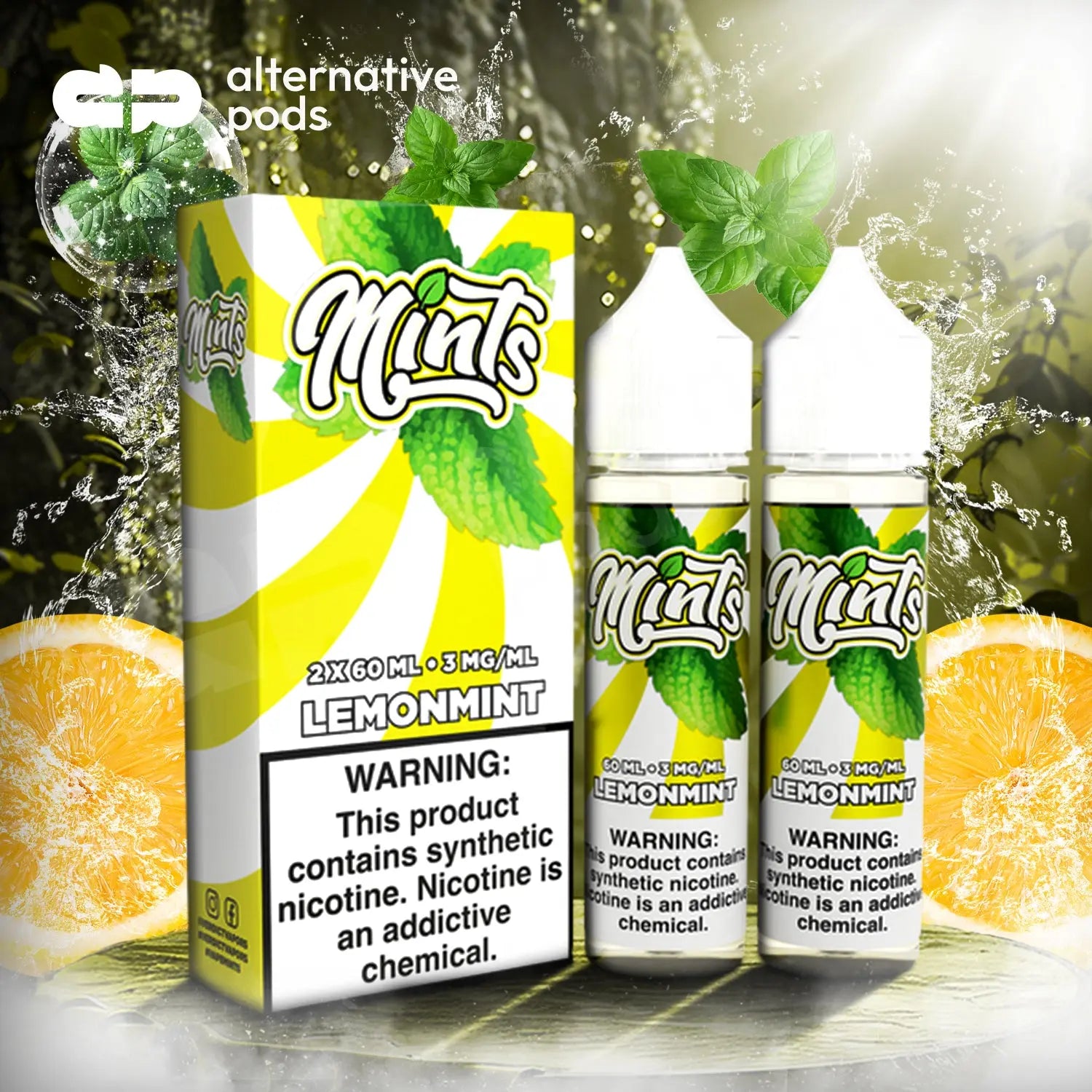 Mints Synthetic Nicotine E-Liquid By Verdict Vapors 120ML (2 x 60ML) - Lemonmint 