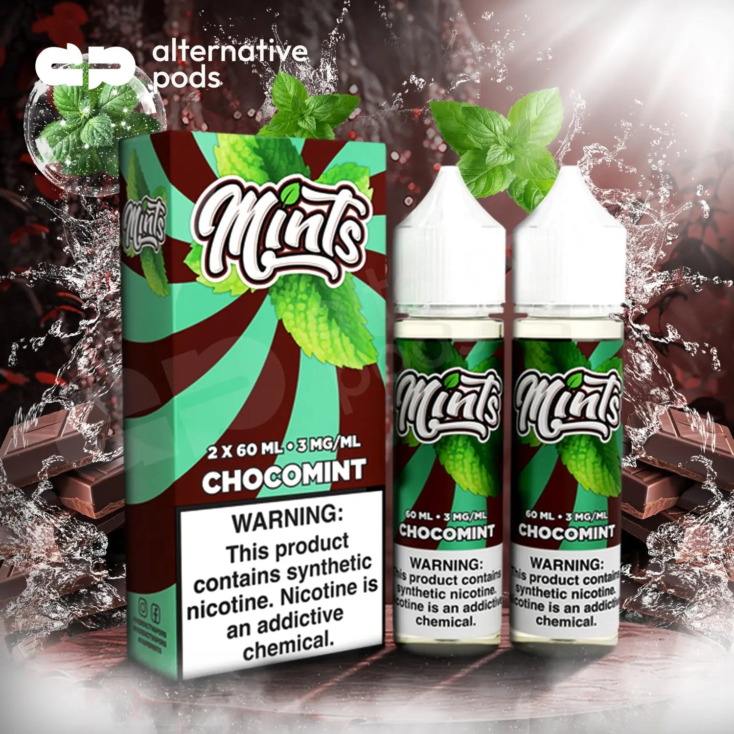 Mints Synthetic Nicotine E-Liquid By Verdict Vapors 120ML (2 x 60ML) - Chocomint 