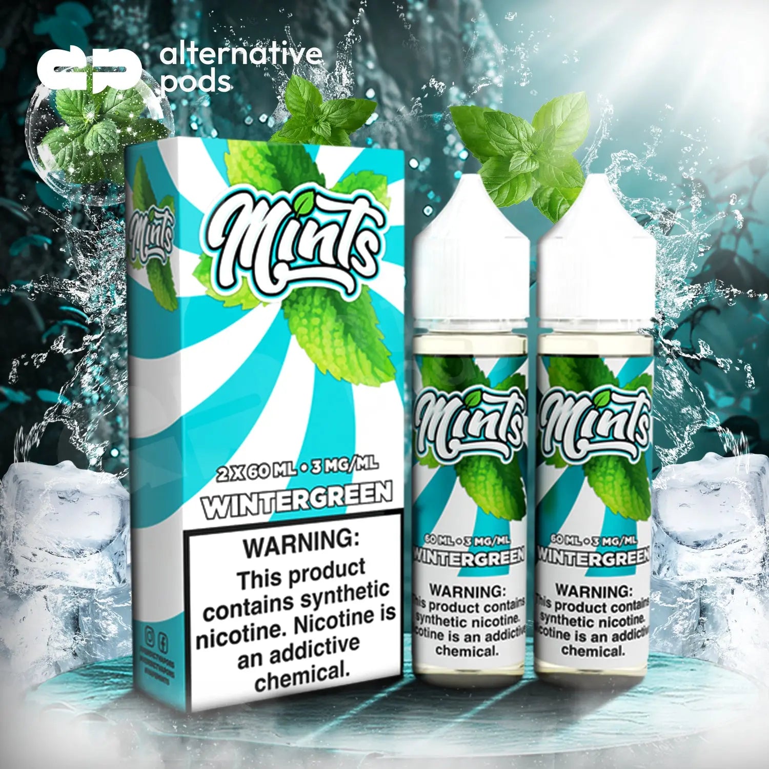 Mints Synthetic Nicotine E-Liquid By Verdict Vapors 120ML (2 x 60ML) - Wintergreen 