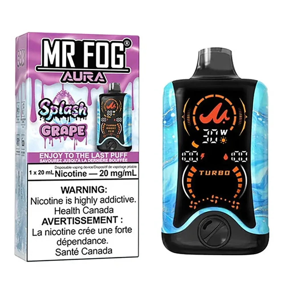 Mr Fog Aura Splash 60K Disposable Vape 50mg, Turbo/Boost/Eco Modes Mr Fog Aura Splash 60K Disposable Vape 50mg, Turbo/Boost/Eco Modes