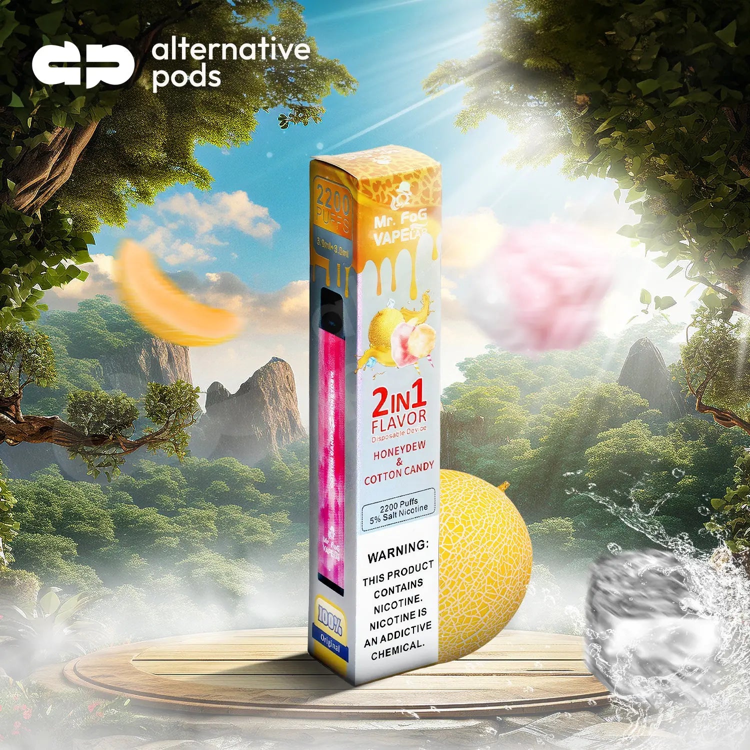 Mr fog 2in1 Vape Lab Disposable - Honeydew & Cotton Candy 