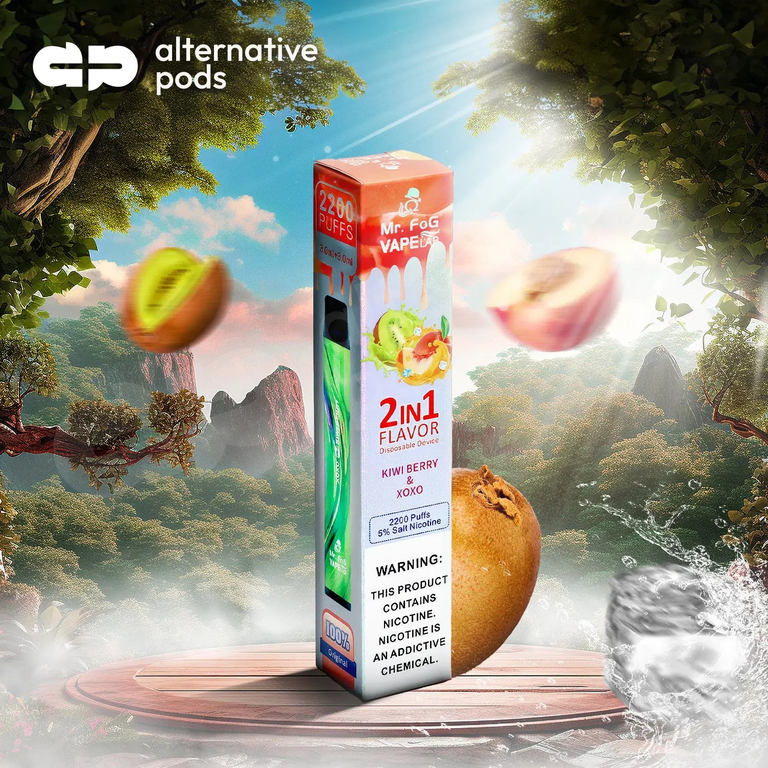 Mr fog 2in1 Vape Lab Disposable - Kiwi Berry & XOXO 