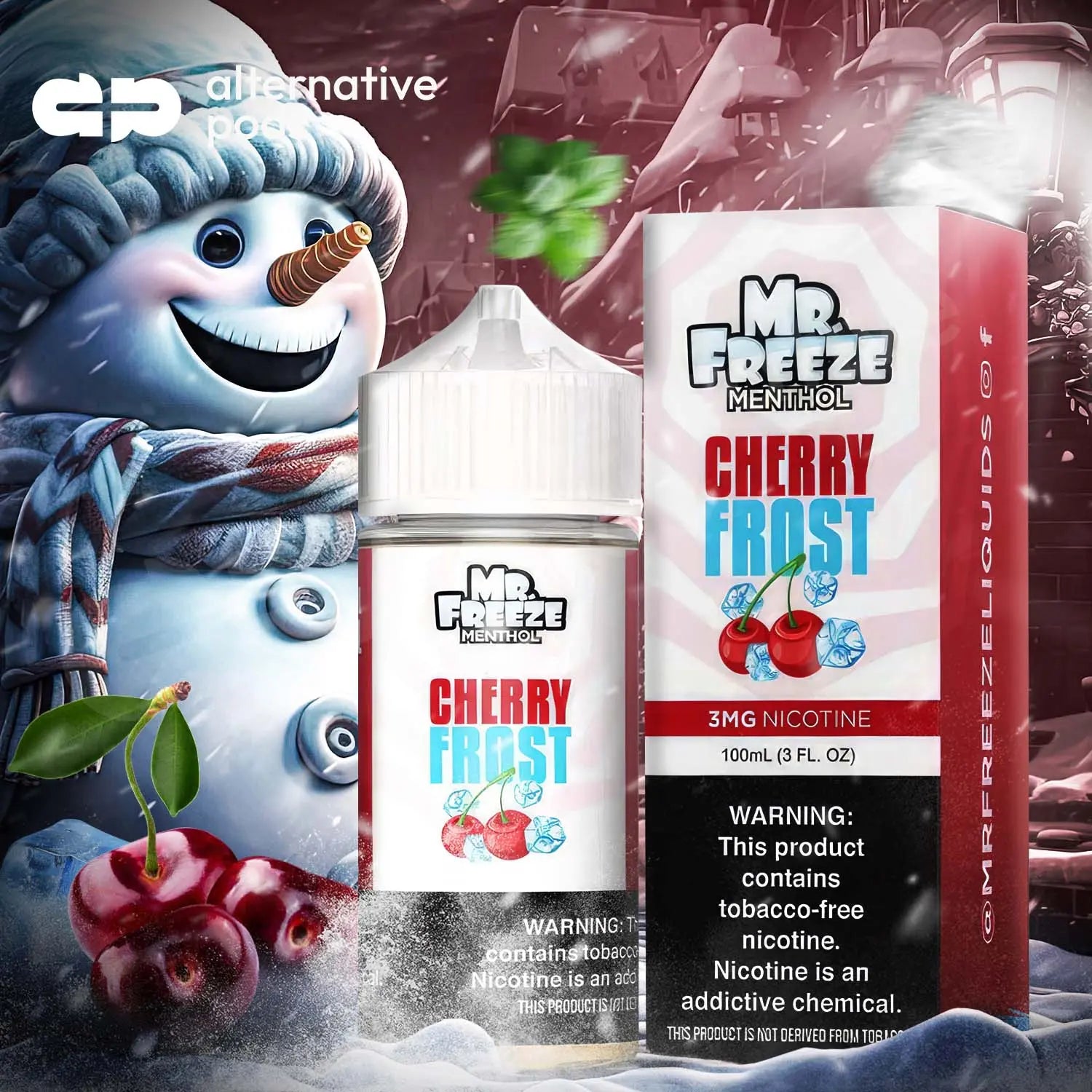 Mr. Freeze Menthol Synthetic Nicotine E-Liquid 100ML - Cherry Frost 