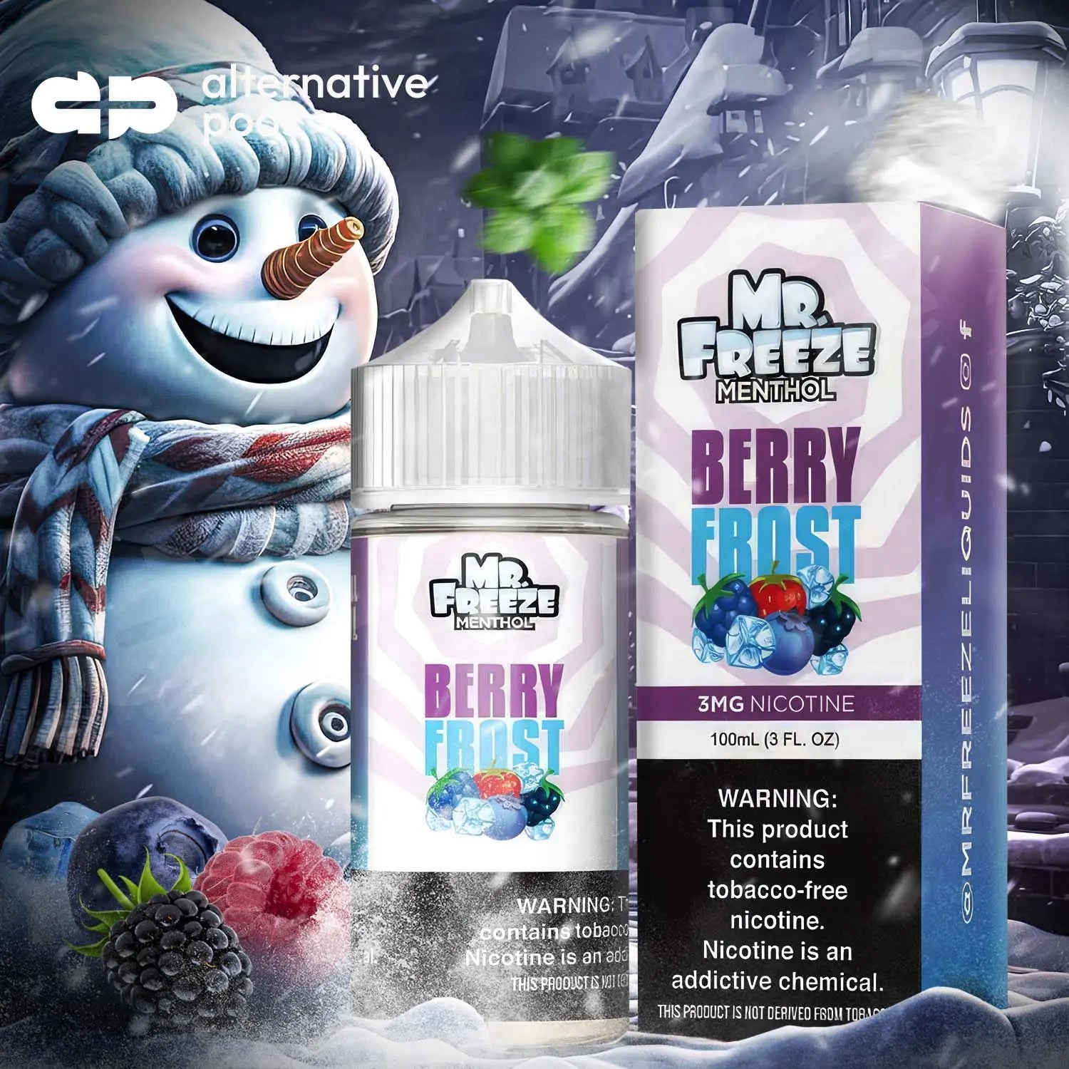 Mr. Freeze Menthol Synthetic Nicotine E-Liquid 100ML - Berry Frost 