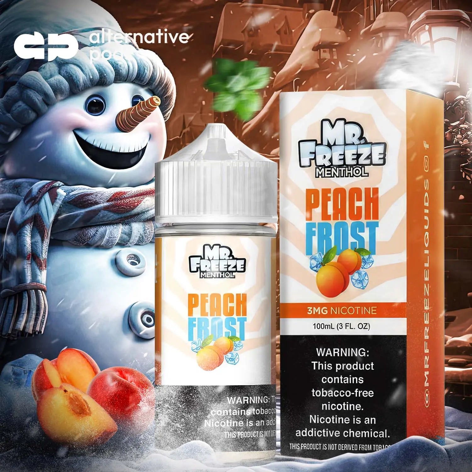 Mr. Freeze Menthol Synthetic Nicotine E-Liquid 100ML - Peach Frost 