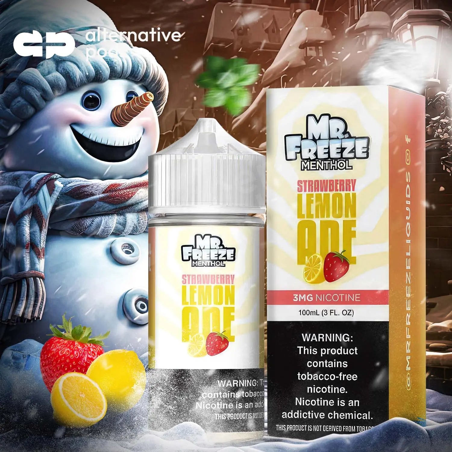 Mr. Freeze Menthol Synthetic Nicotine E-Liquid 100ML - Strawberry Lemon 