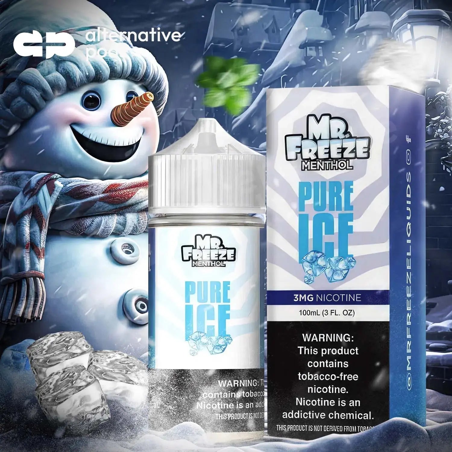 Mr. Freeze Menthol Synthetic Nicotine E-Liquid 100ML - Pure Ice 