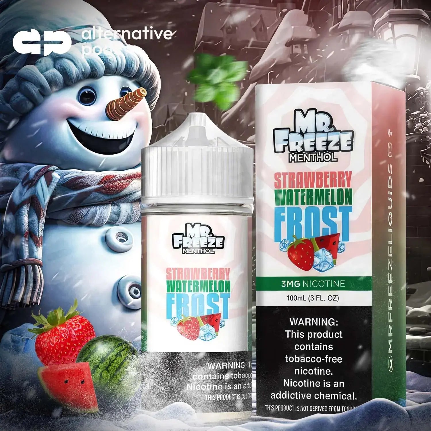 Mr. Freeze Menthol Synthetic Nicotine E-Liquid 100ML - Strawberry Watermelon Frost 