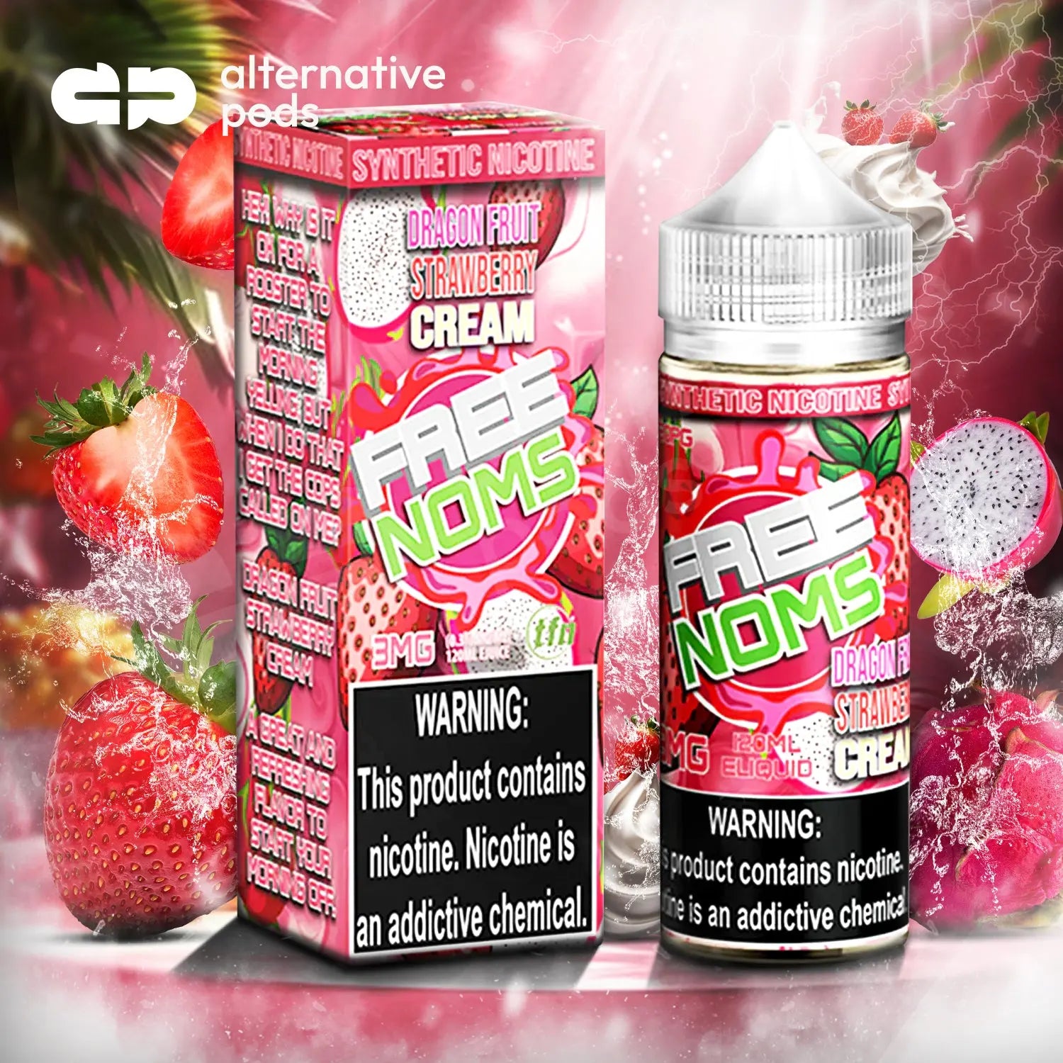 Nomenon Free Noms Tobacco Free Nicotine E-Liquid 120ML Noms - Dragonfruit Strawberry Cream 