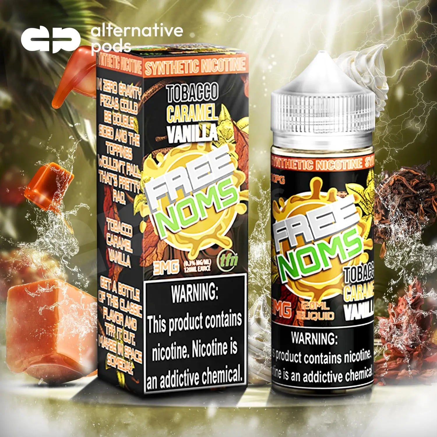 Nomenon Free Noms Tobacco Free Nicotine E-Liquid 120ML Noms - Tobacco Caramel Vanilla 