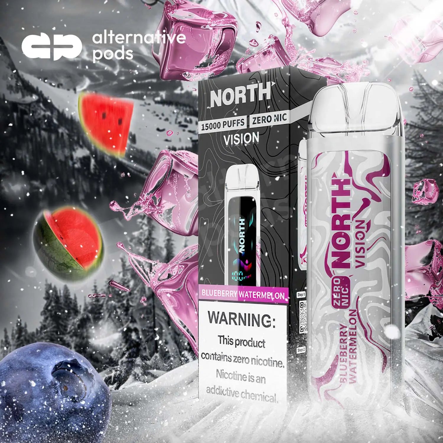 North Vision 15K Zero Nicotine Disposable - Blueberry Watermelon 