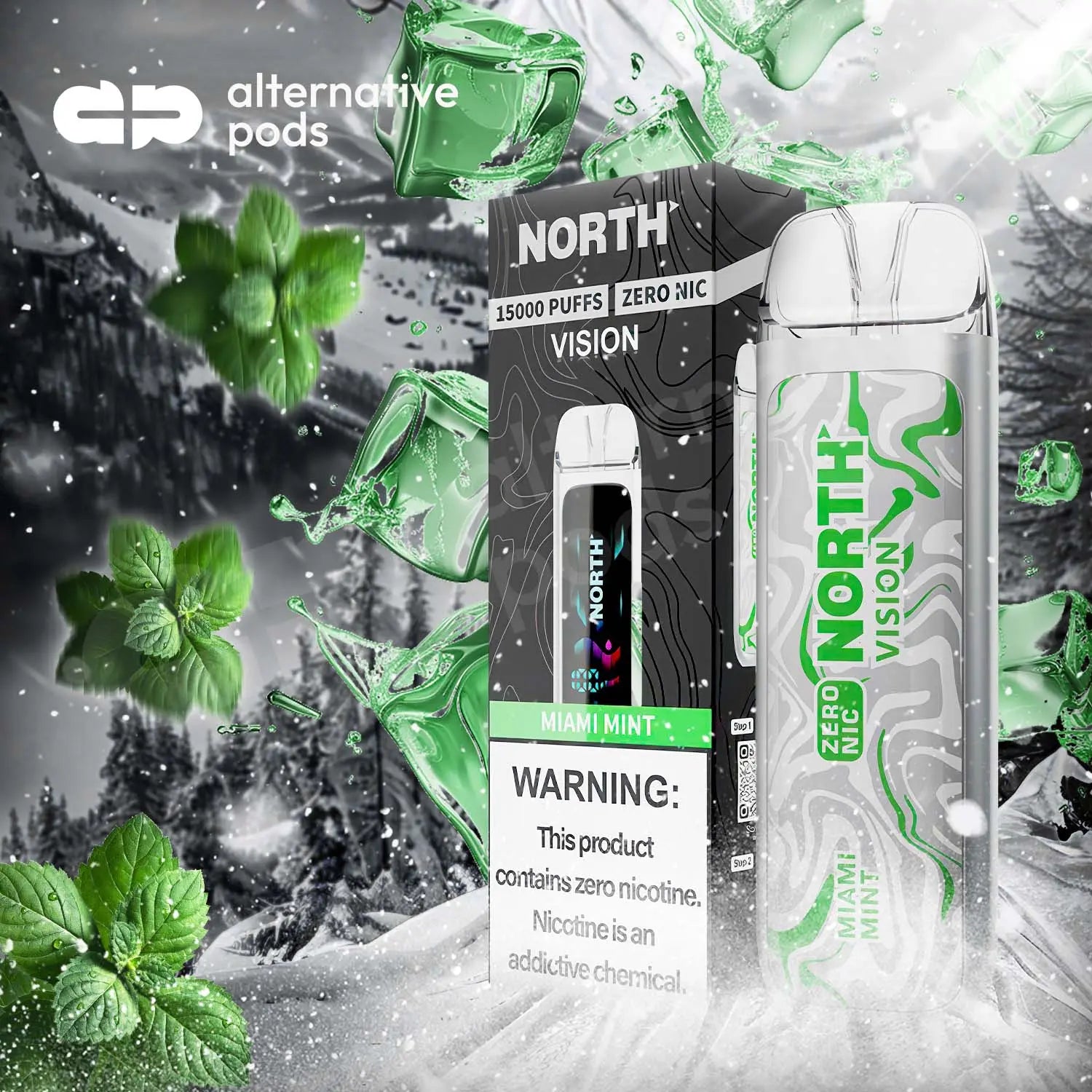 North Vision 15K Zero Nicotine Disposable - Miami Mint 