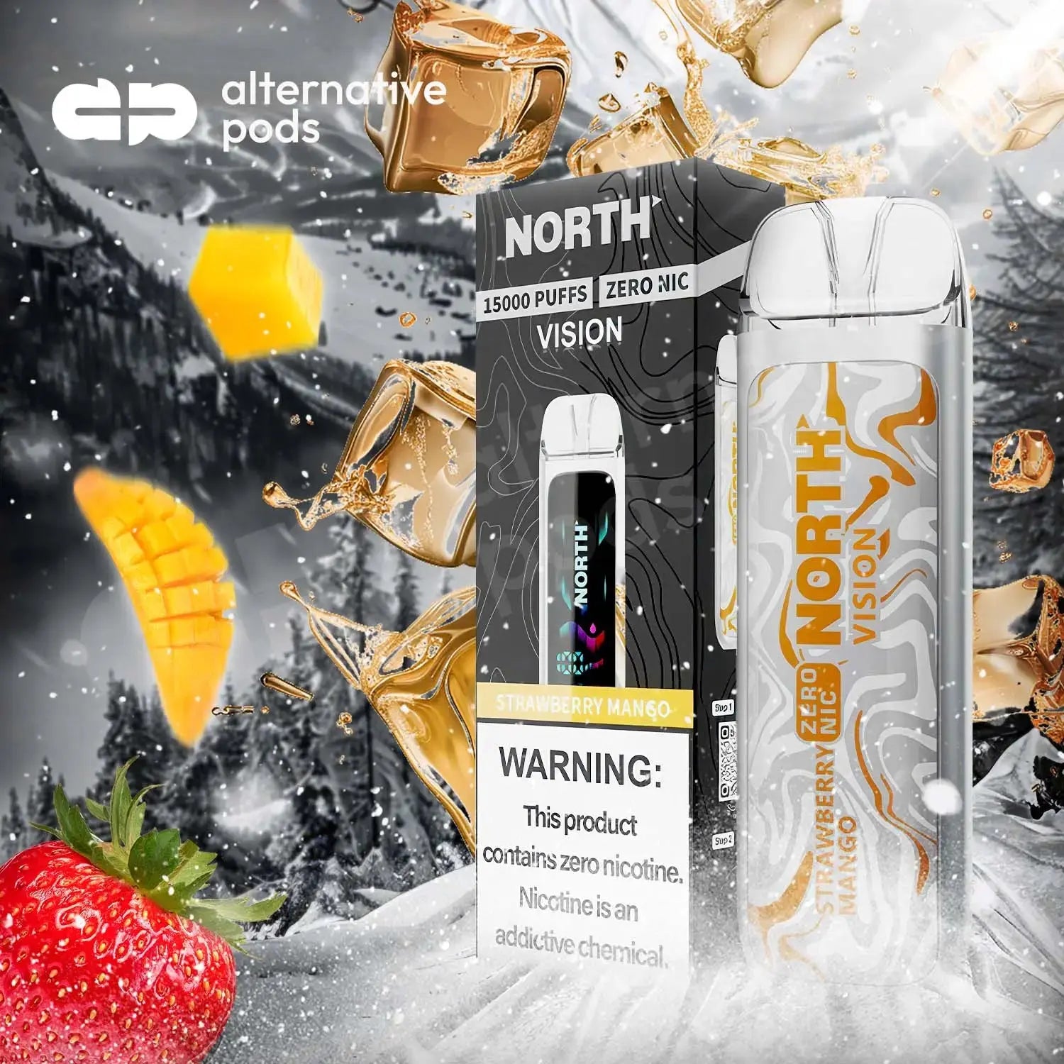 North Vision 15K Zero Nicotine Disposable - Strawberry Mango 